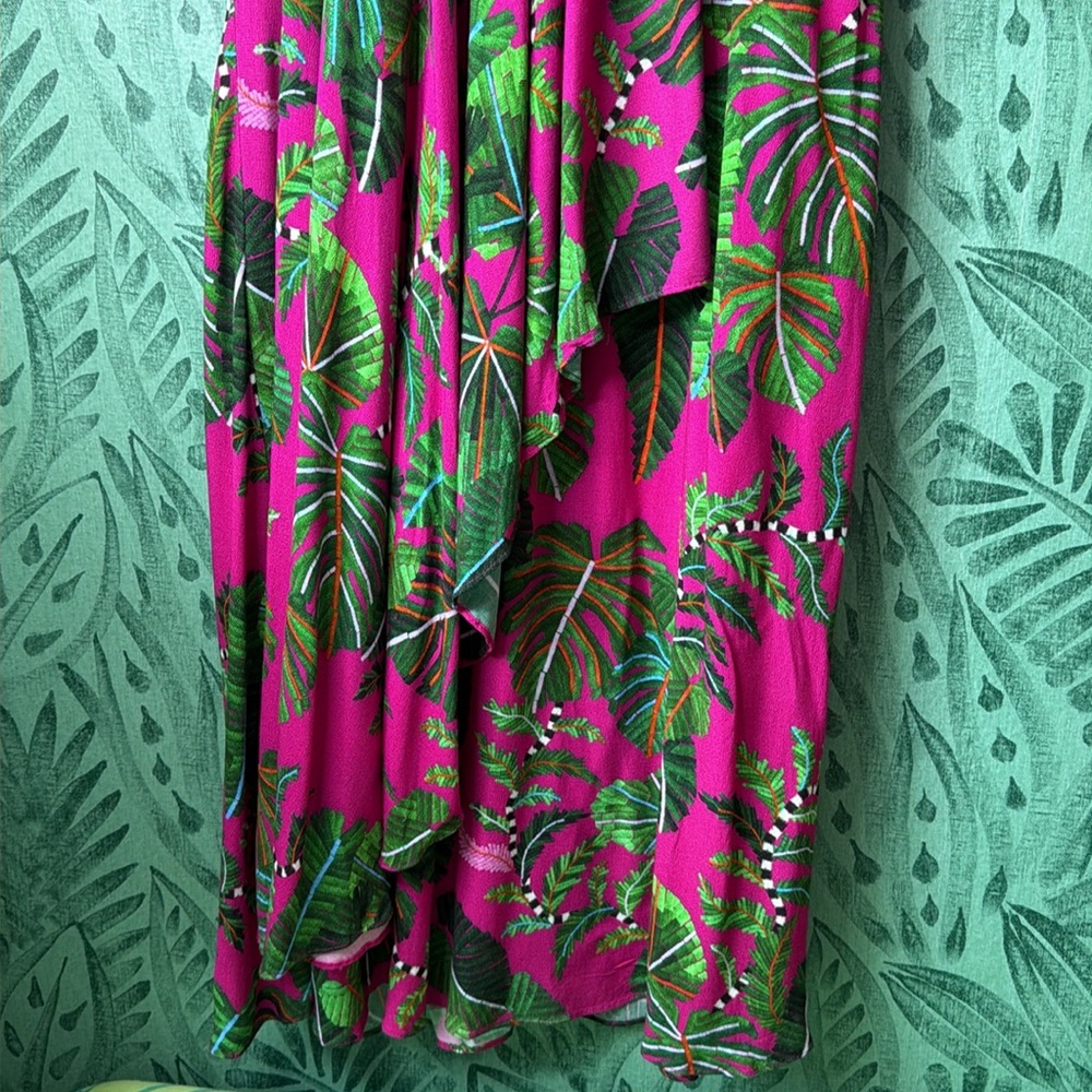 Farm Rio Pink Leaves Maxi dress sz S - Picture 11 of 14